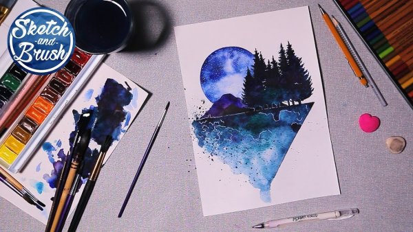 Скетчи красками для начинающих