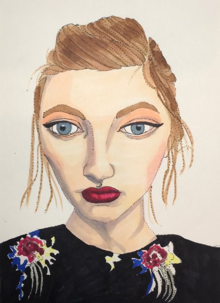 Портрет девушки маркерами