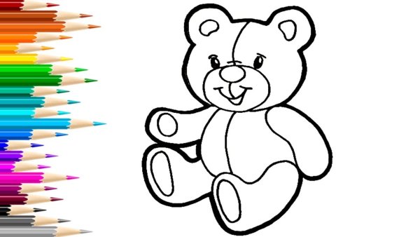 Лёгкий рисунок мишки фломастером