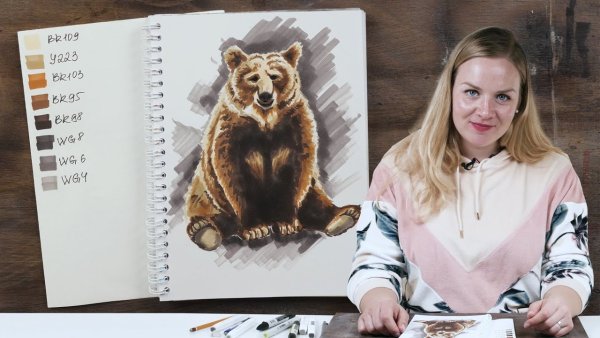 Медведь рисунок маркерами