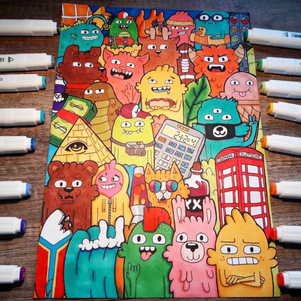 Рисунки маркерами тач Файв