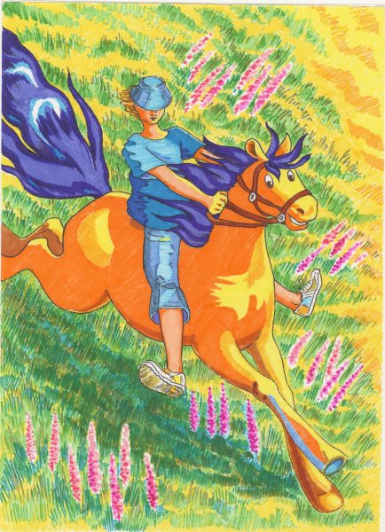 Рисунки лошадей фломастерами