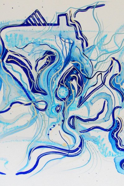 Рисунки голубым маркером