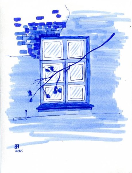 Рисунки синим маркером