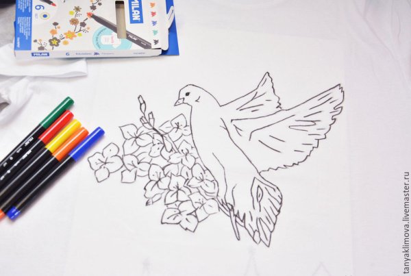 Голубые рисунки фломастерами