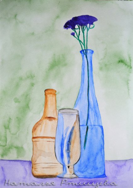 Натюрморт ваза с цветами карандашом