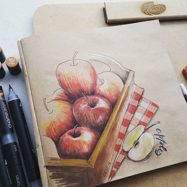 Скетчинг цветными карандашами