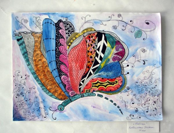 Рисование акварелью и гелевой ручкой