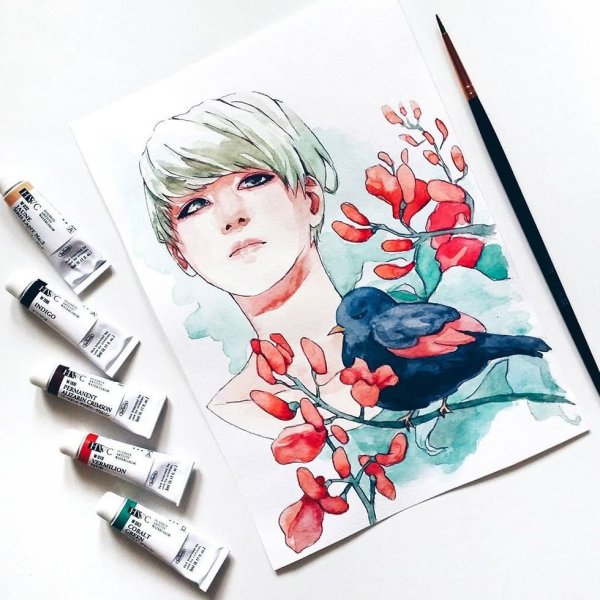 Портреты маркерами БТС