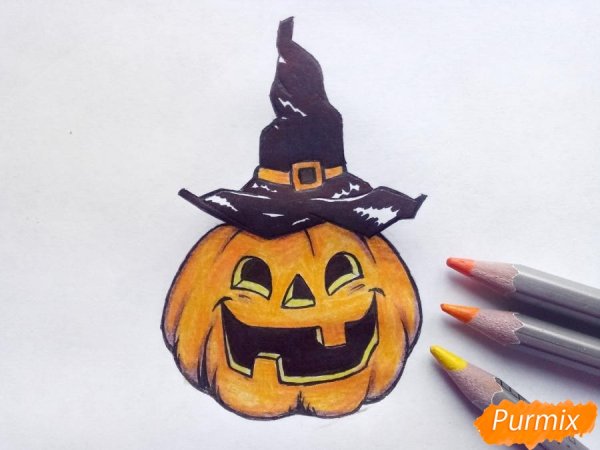 Тыква на Хэллоуин рисунок карандашом