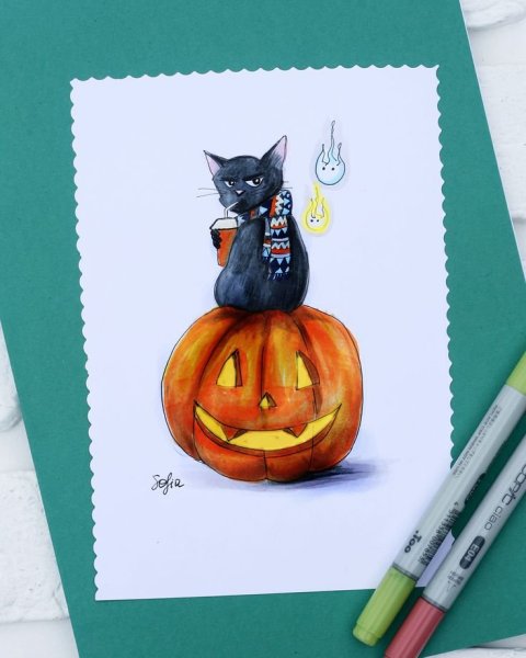 Тыква скетч маркерами