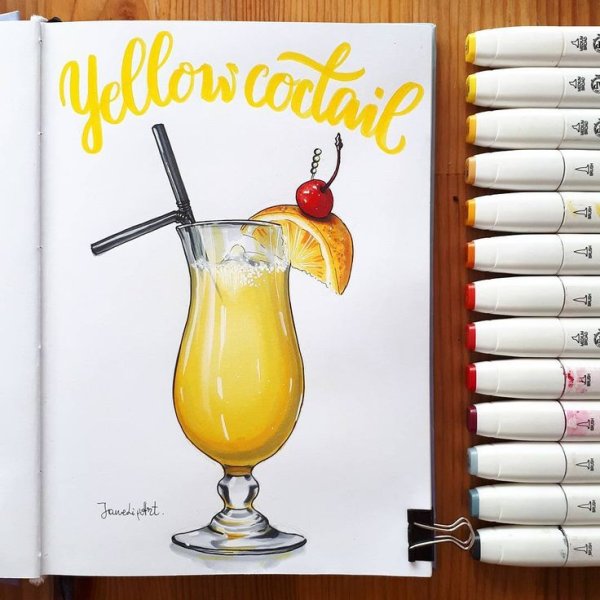 Коктейль рисунок маркерами