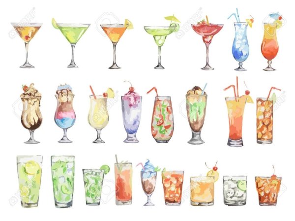 Алкогольные напитки акварель