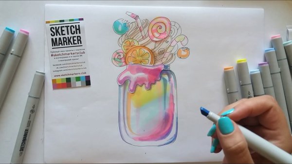 Рисунки фломастерами коктейли