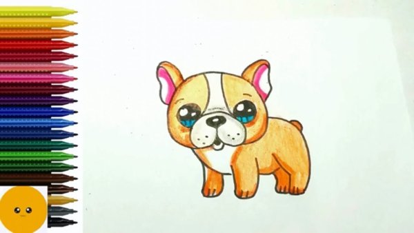 Собака фломастерами легко