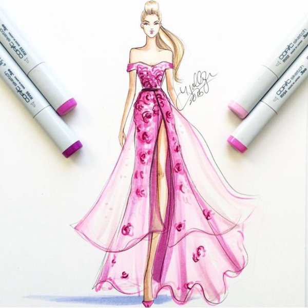 Платье маркерами