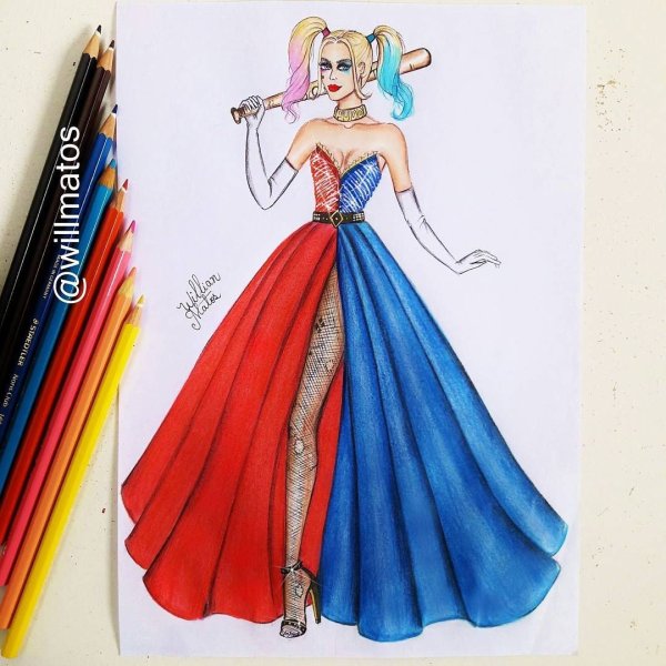 Красивые платья нарисованные фломастерами