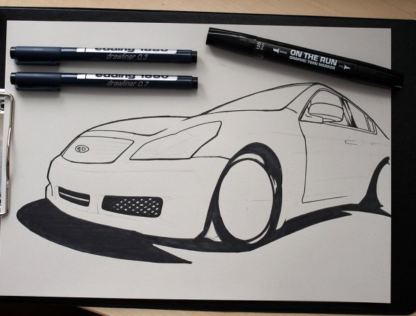 Машина фломастером