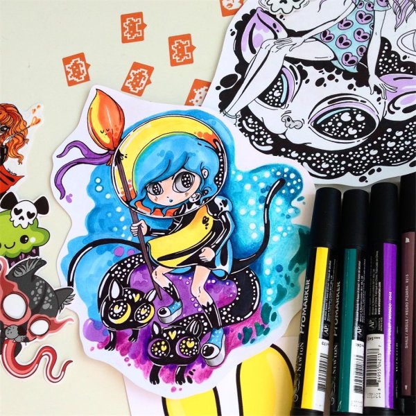 Стикеры нарисованные маркерами