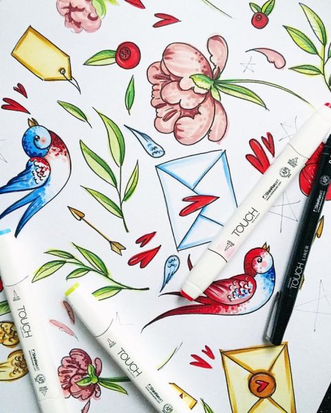 Маленькие рисуночки маркерами