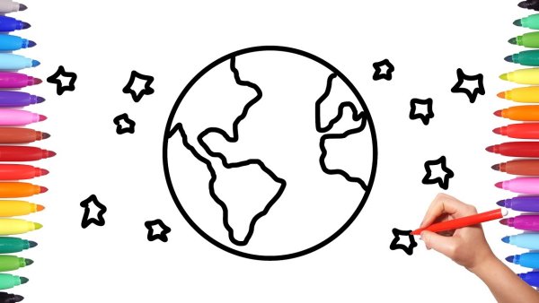 Земля рисунок маркером