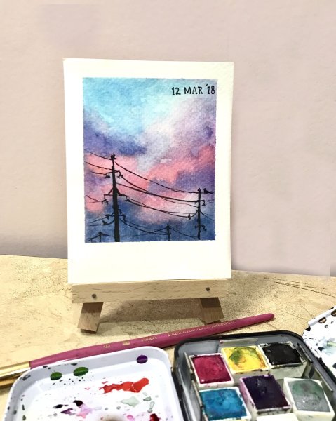 Несложные рисунки на акварельной бумаге