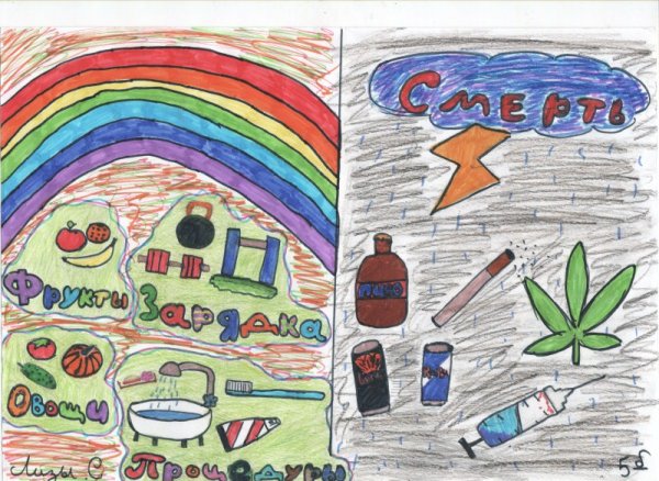 Рисунки на тему ЗОЖ фломастерами и не сложно