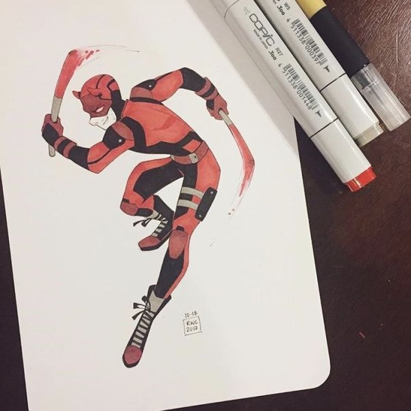 Рисунки маркерами Супергерои