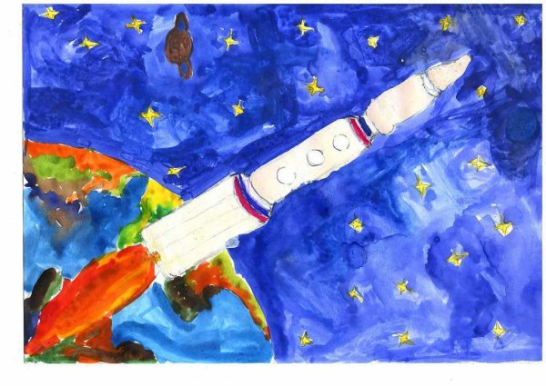 Космос рисунок фломастерами