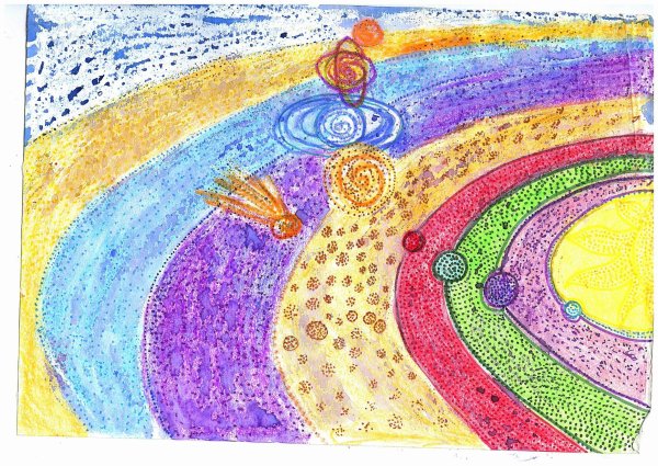 Космос рисунок фломастерами