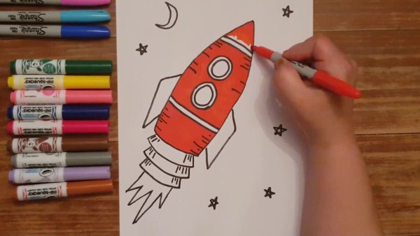 Космос рисунок фломастерами
