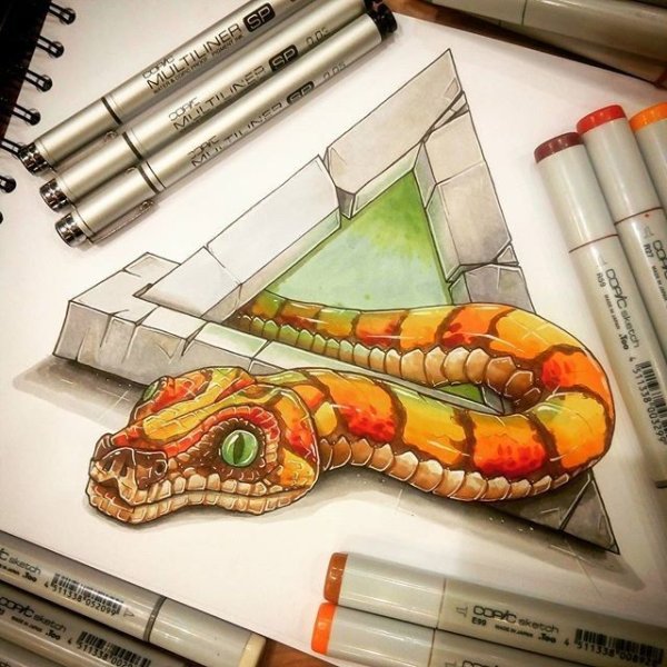 Рисунки маркером на бумаге