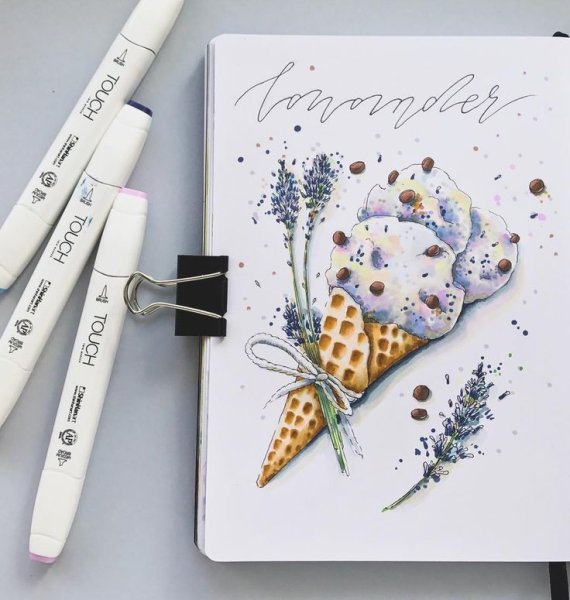 Скетчинг Лаванда маркерами