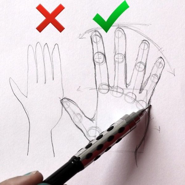 Рисунки красной ручкой на руке