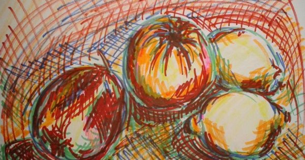 Фруктовый натюрморт фломастерами