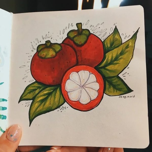 Клубника гуашью