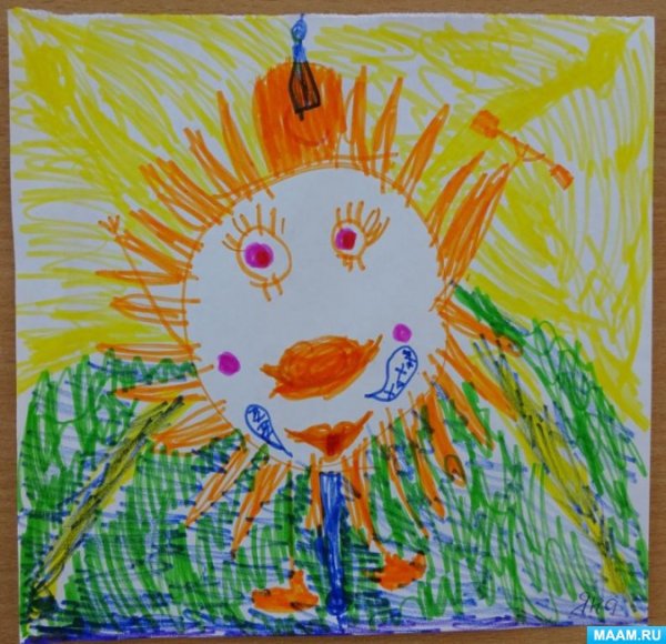 Солнышко рисование фломастером