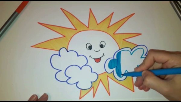 Солнышко нарисованное фломастером