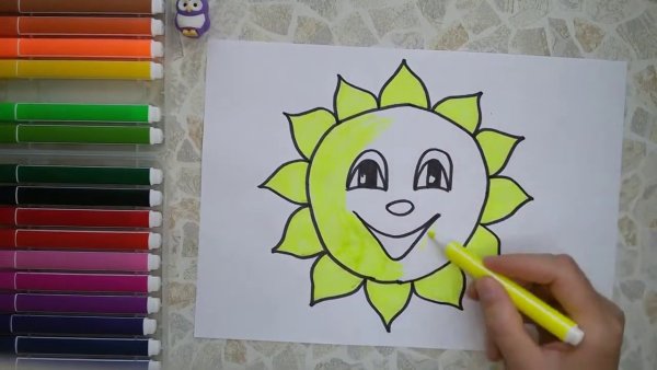 Солнышко фломастером