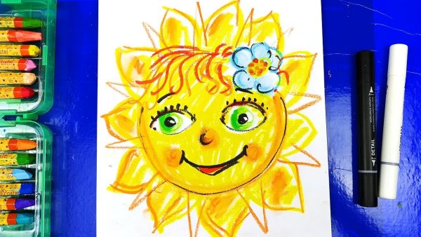 Солнышко нарисованное фломастером