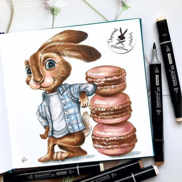 Кролик маркерами