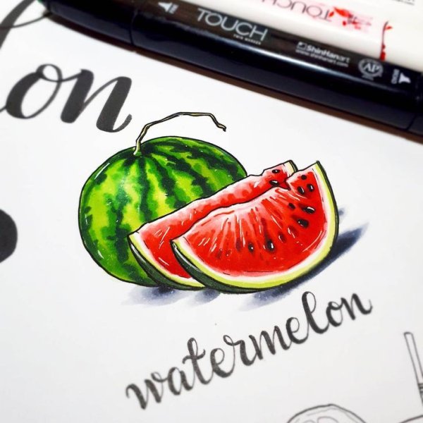 Рисование маркерами Арбуз