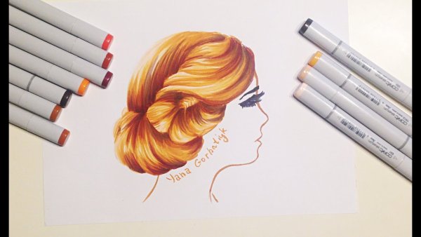 Волосы маркерами