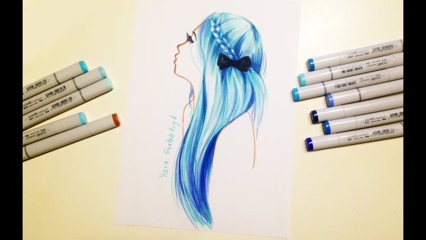 Рисование волос цветными карандашами