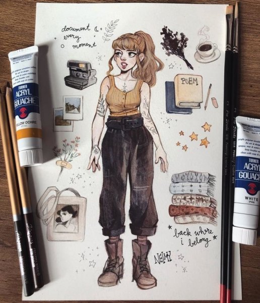 Скетчи девушек маркерами