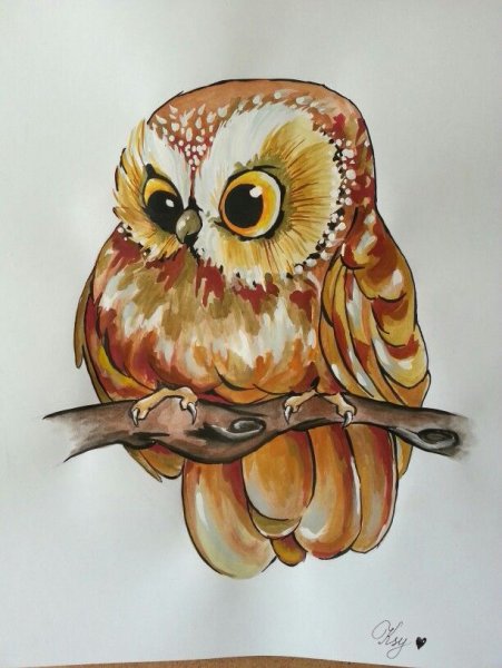 Рисование фломастерами Сова для детей