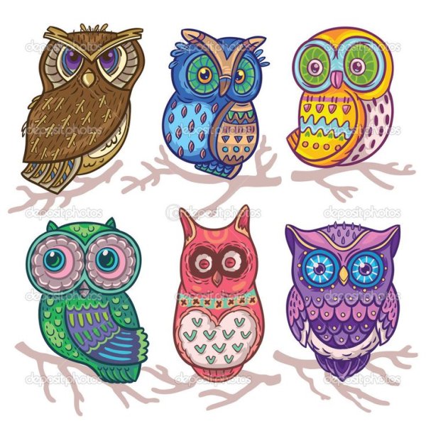 Сова скетч маркерами