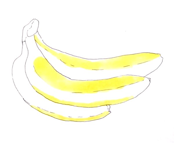 Рисование маркерами бананы