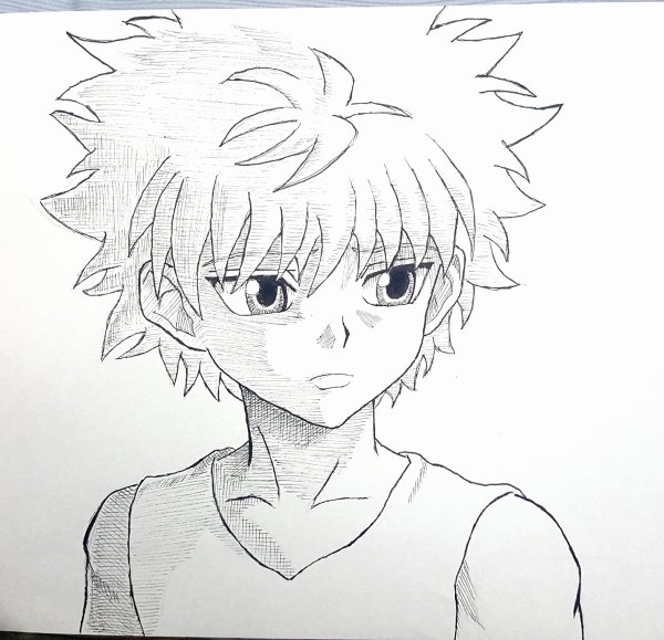 Киллуа Золдик черно белое