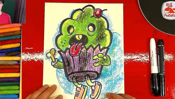 Рыба кит папа рисует